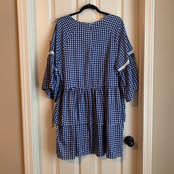 Gingham Print Embroidered Smock Dress - Picture 10 of 10